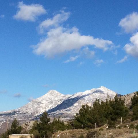 Mt Pelinaion (1297m) one of the tallest mountains in the Aegean Sea.  19 1 2016