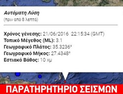 Ασθενής σεισμική δόνηση 3,1R ανοιχτά της Καρπάθου